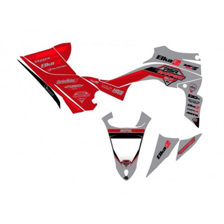 Kit déco réplica PSR-BY RAPPORT gris et rouge pour Yamaha 450 YFZR.