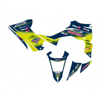 Kit déco réplica PSR-BY RAPPORT bleu et jaune pour Yamaha 450 YFZR.