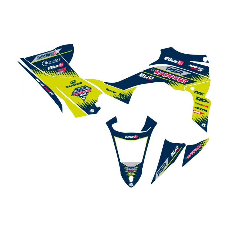 Kit déco réplica PSR-BY RAPPORT bleu et jaune pour Yamaha 450 YFZR.