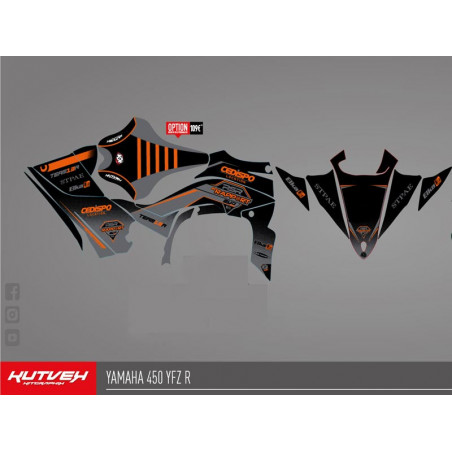 Kit déco réplica PSR-BY RAPPORT orange pour Yamaha 450 YFZR.