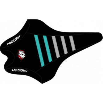 Black, blue and grey Kutvek seat cover.