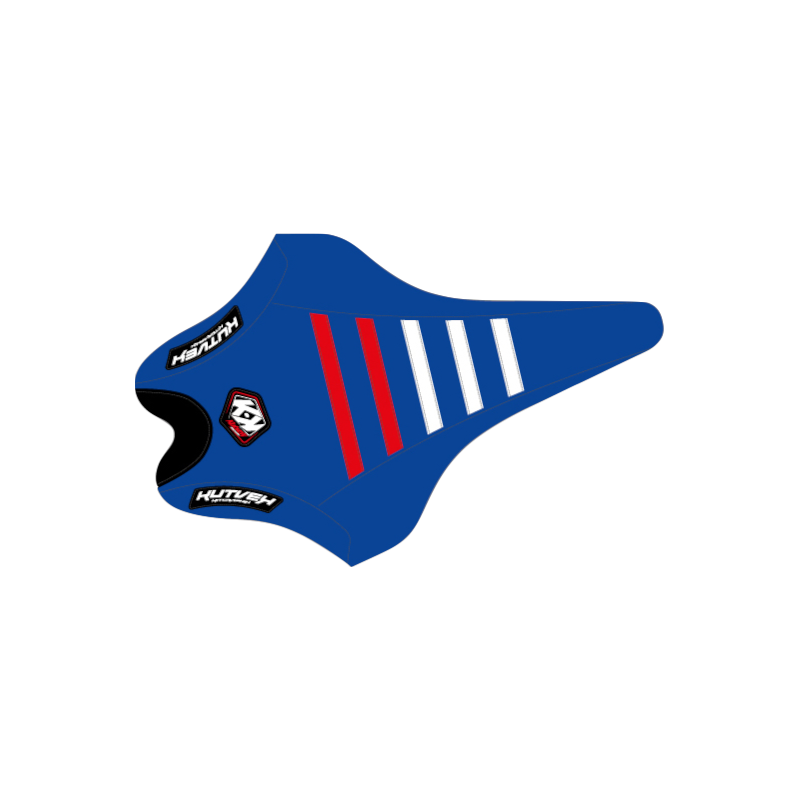 Housse de selle Kutvek bleu, rouge et blanc.