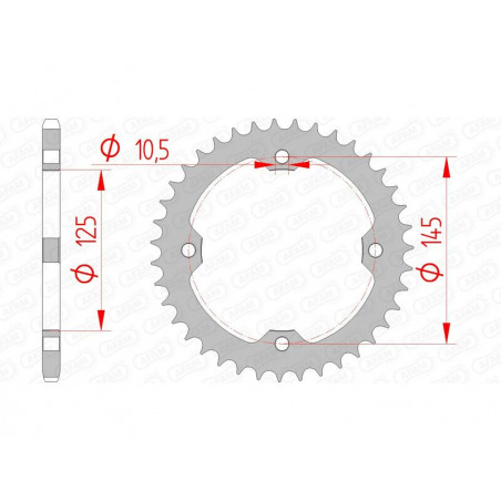 Couronne AFAM acier standard 12407 - 520 pour Yamaha 700 Raptor.