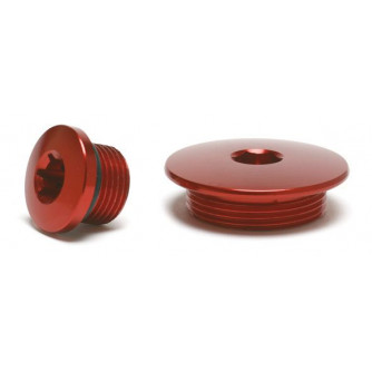 Bouchons de distribution rouge alu anodisés - la paire - pour Yamaha 700 Raptor.