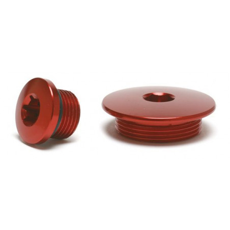 Bouchons de distribution rouge alu anodisés - la paire - pour Yamaha 700 Raptor.