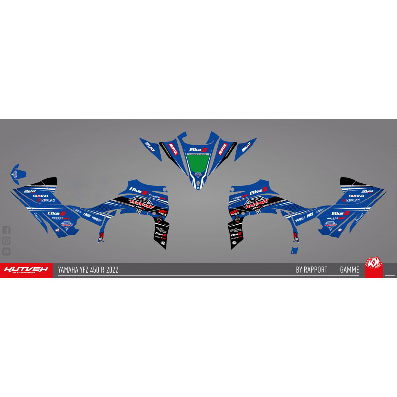 Kit déco replica bleu édition 2022 du team PSR-By Rapport pour 450 YFZR.