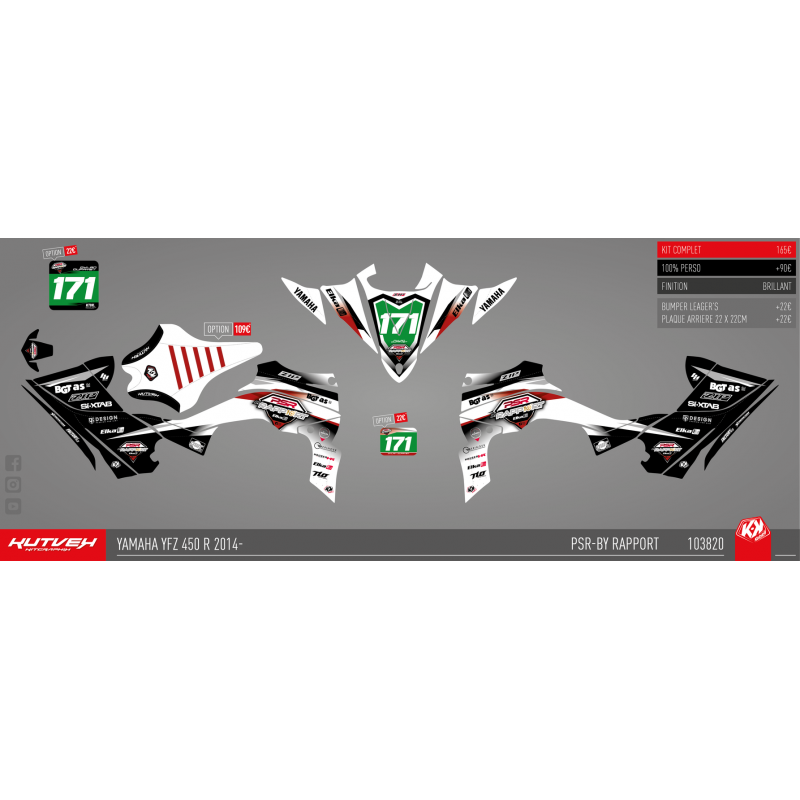 Kit déco PSR-By Rapport Blanc/Noir - 450 YFZR 2014