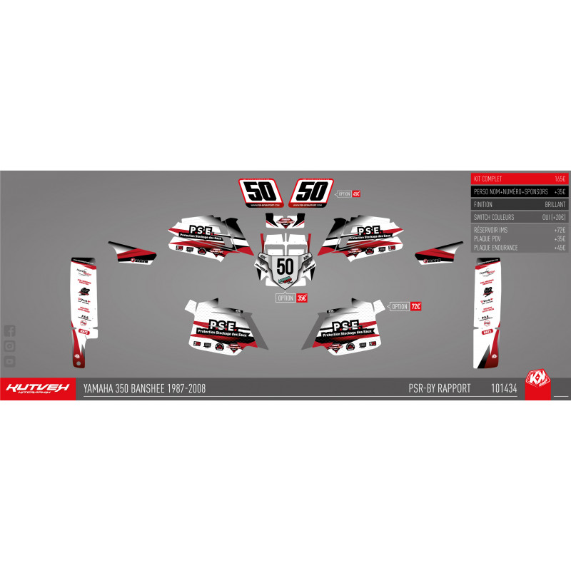 Kit déco Kutvek rouge/blanc - 350 Banshee 1987-2008