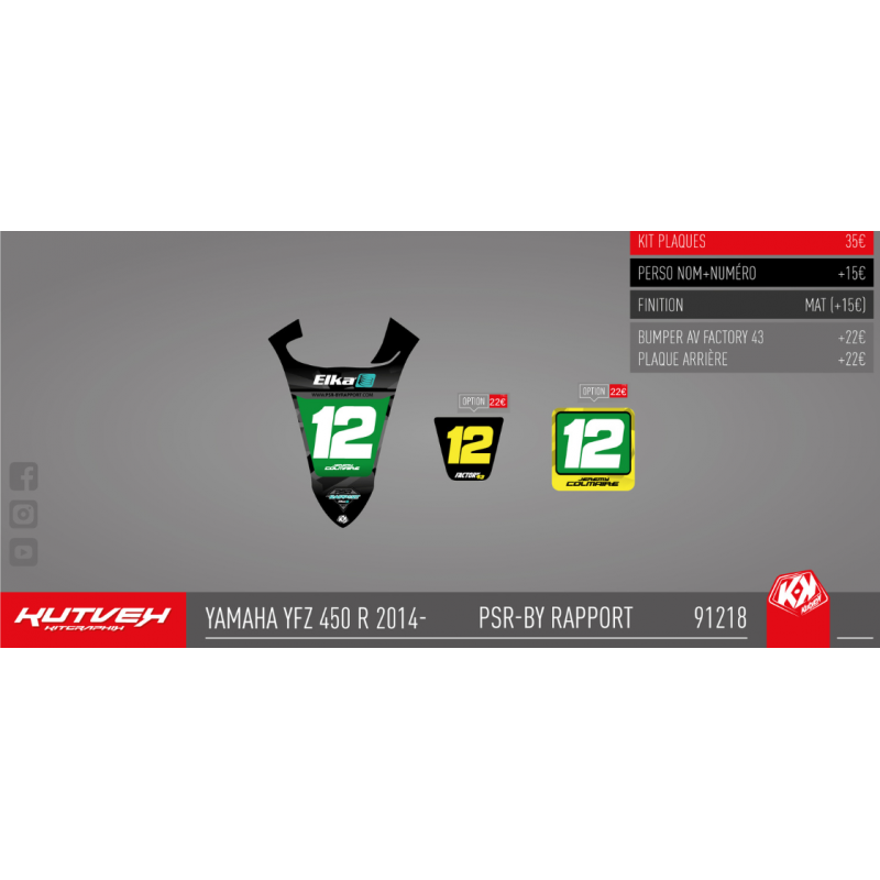 Plaque kit déco Kutvek vert/noir - 450 YFZR 2014