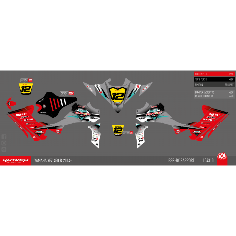Graphic kit Kutvek red/grey - 450 YFZR 2014